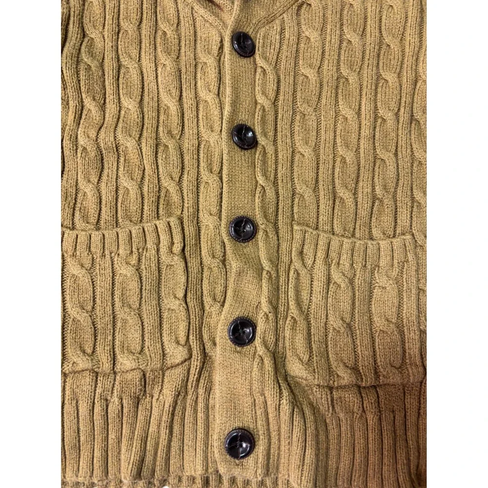 Gymboree Boys Brown Cable Knit Shawl Collar Cardigan Sweater Size S 5-6
